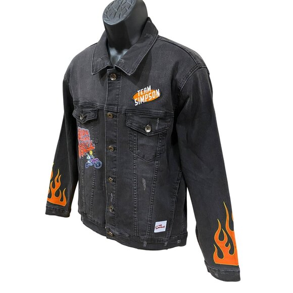 The Simpsons "Ride Like Hell" Black Denim Jacket L - Picture 3 of 12